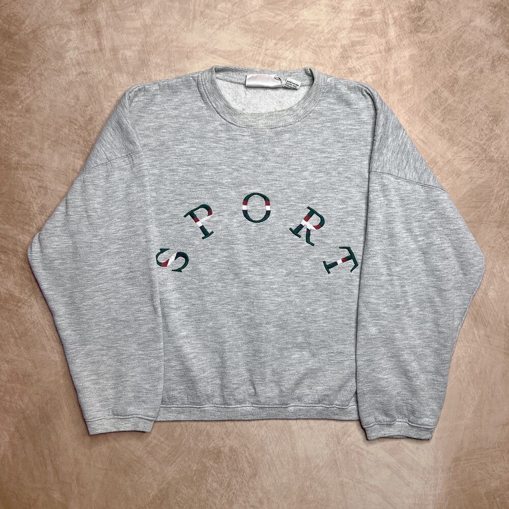 Vintage 90s Concept Clothing Company Sport Embroidered Crewneck Sweatshirt Gray